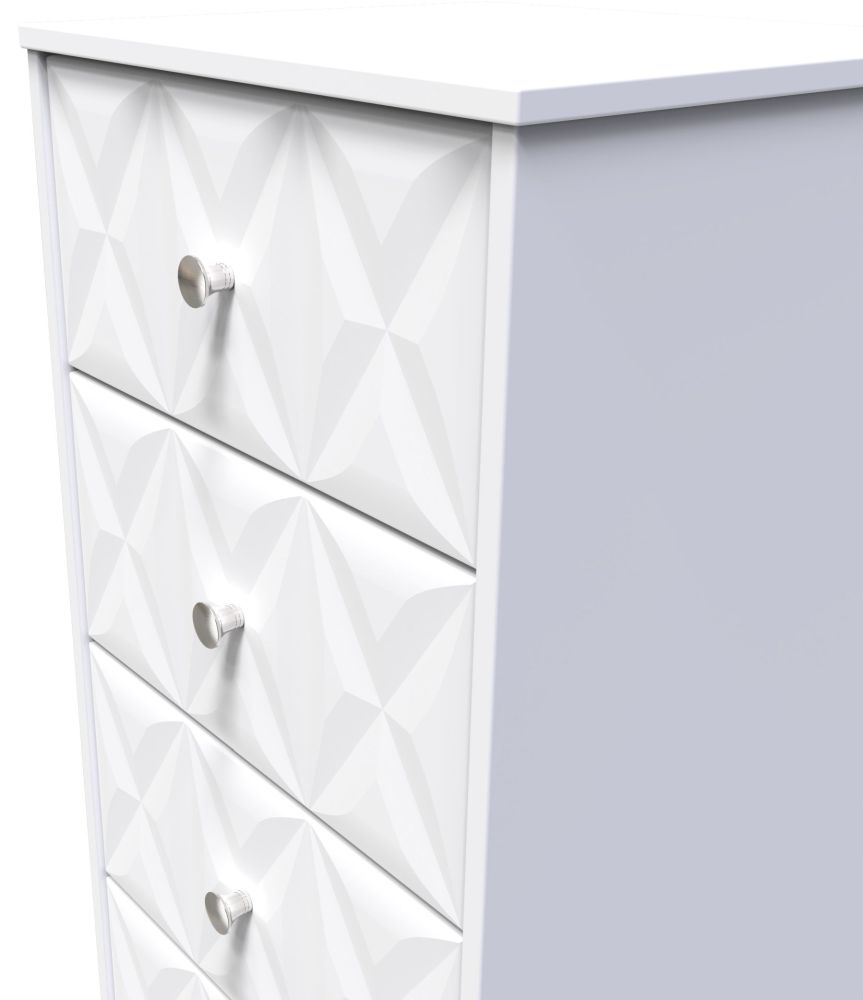 Product photograph of San Jose Matt White 5 Drawer Tall Chest from Choice Furniture Superstore.