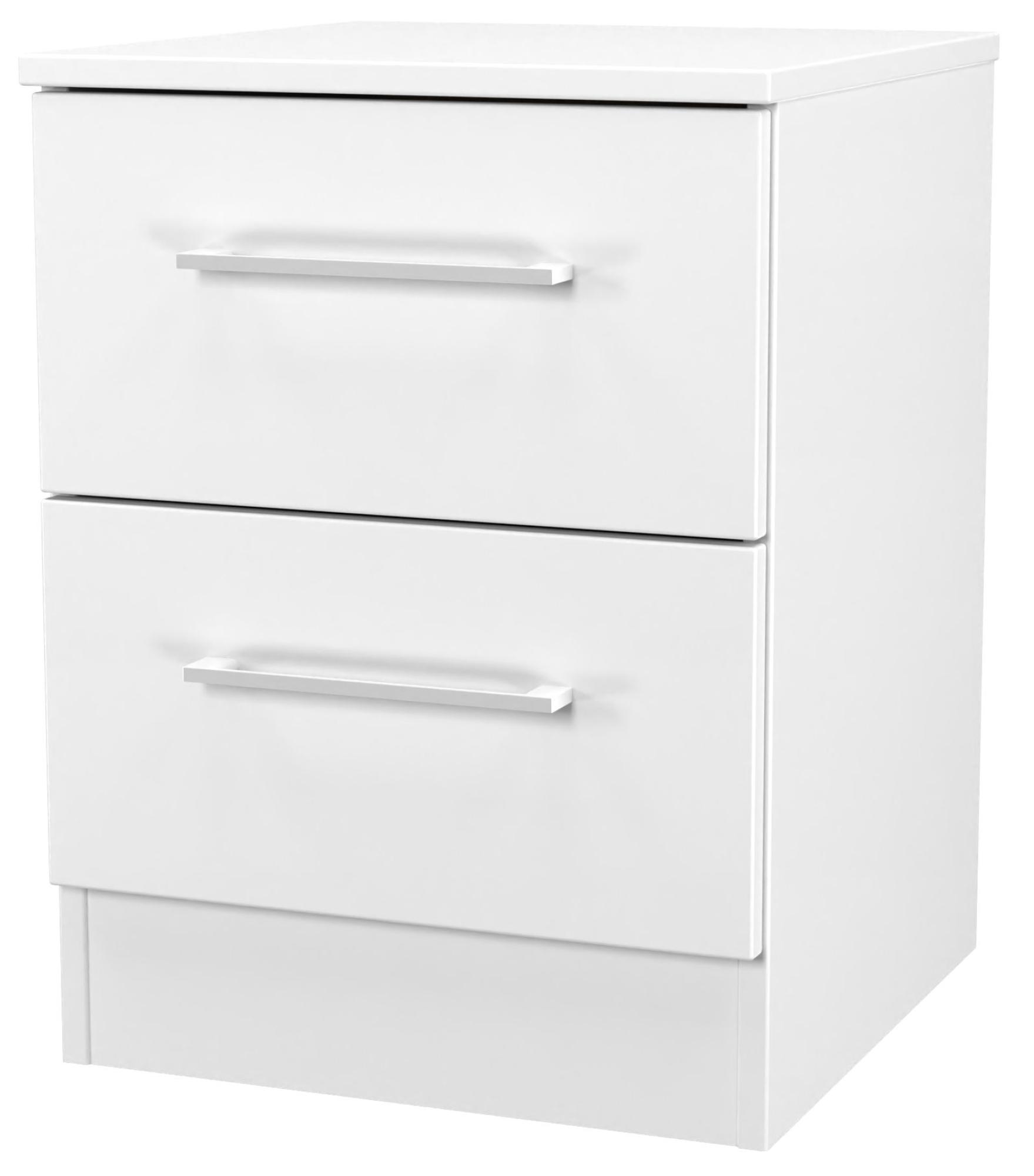 Product photograph of Worcester White 2 Drawer Bedside Cabinet from Choice Furniture Superstore.