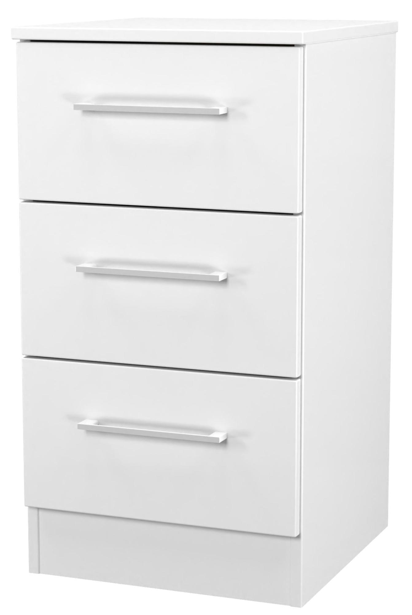 Product photograph of Worcester Matt White 3 Drawer Beside Cabinet from Choice Furniture Superstore.