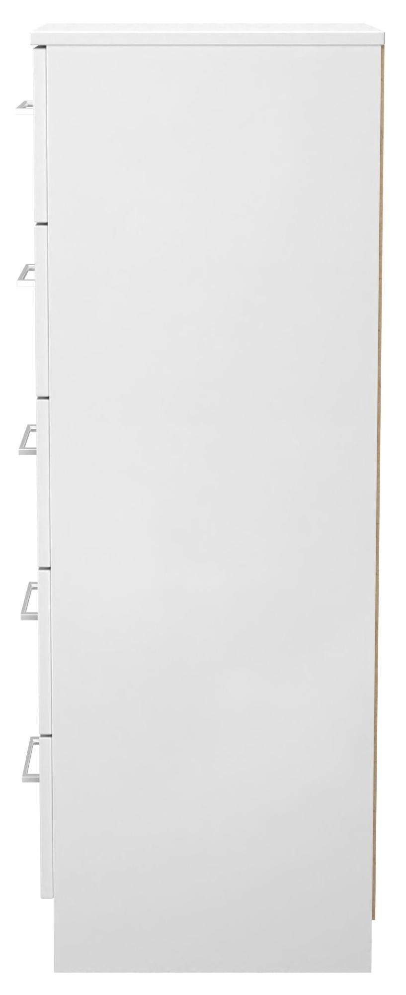 Product photograph of Worcester White 5 Drawer Narrow Chest from Choice Furniture Superstore.