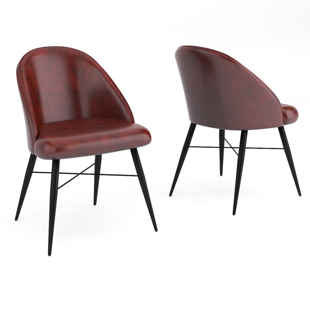 Product photograph of Bobby Chestnut Real Leather Dining Chair With Black Legs Sold In Pairs from Choice Furniture Superstore.
