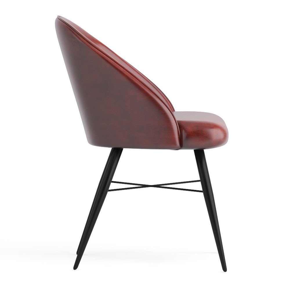 Product photograph of Bobby Chestnut Real Leather Dining Chair With Black Legs Sold In Pairs from Choice Furniture Superstore.