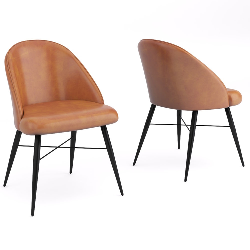 Product photograph of Bobby Tan Real Leather Dining Chair With Black Legs Sold In Pairs from Choice Furniture Superstore.