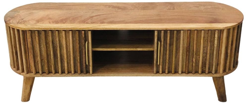 Product photograph of Mohali Mango Wood 2 Door Tv Unit from Choice Furniture Superstore.