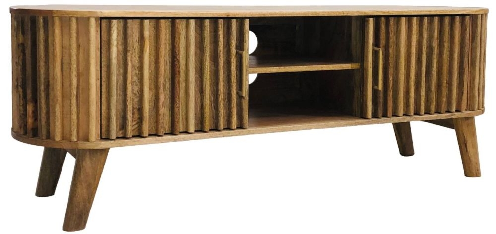 Product photograph of Mohali Mango Wood 2 Door Tv Unit from Choice Furniture Superstore.