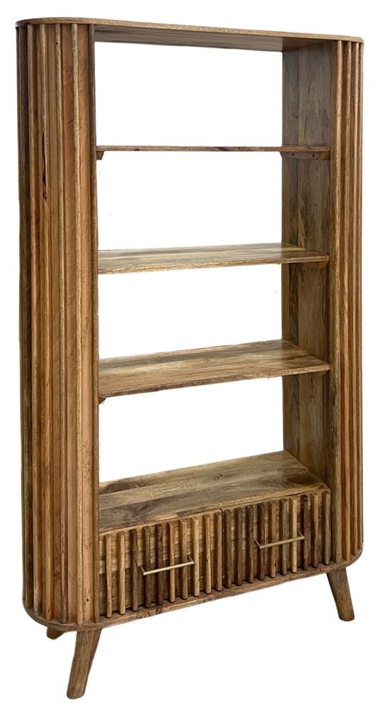 Product photograph of Jaipur Slated Mango Wood 2 Drawer Bookcase from Choice Furniture Superstore.