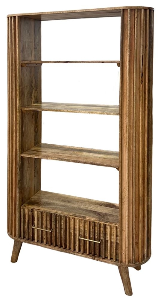 Product photograph of Jaipur Slated Mango Wood 2 Drawer Bookcase from Choice Furniture Superstore.