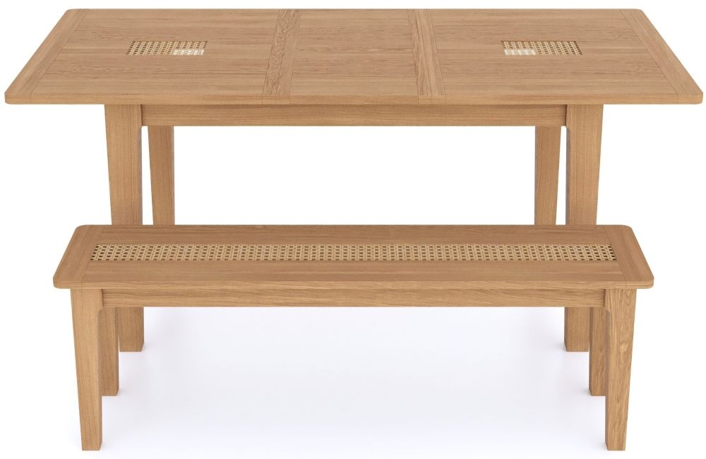 Product photograph of Henley Oak And Rattan Dining Table 140cm To 180cm Extending Rectangular Top Seats 6 To 8 Diners from Choice Furniture Superstore.