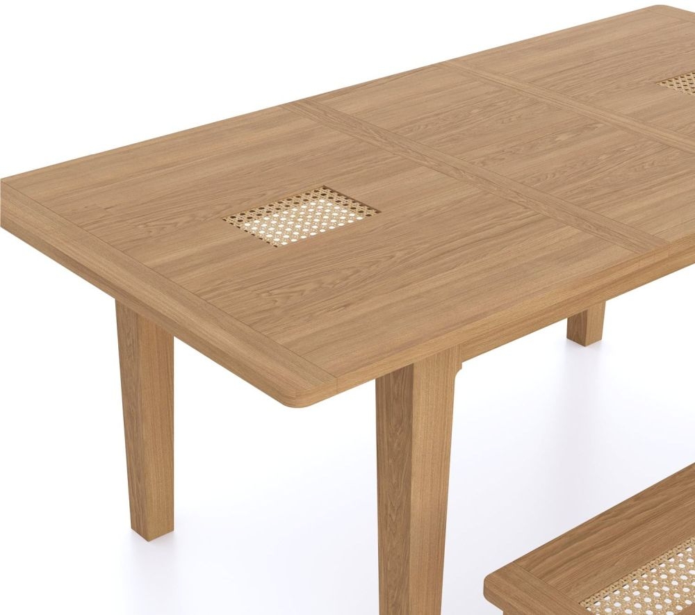 Product photograph of Henley Oak And Rattan Dining Table 140cm To 180cm Extending Rectangular Top Seats 6 To 8 Diners from Choice Furniture Superstore.