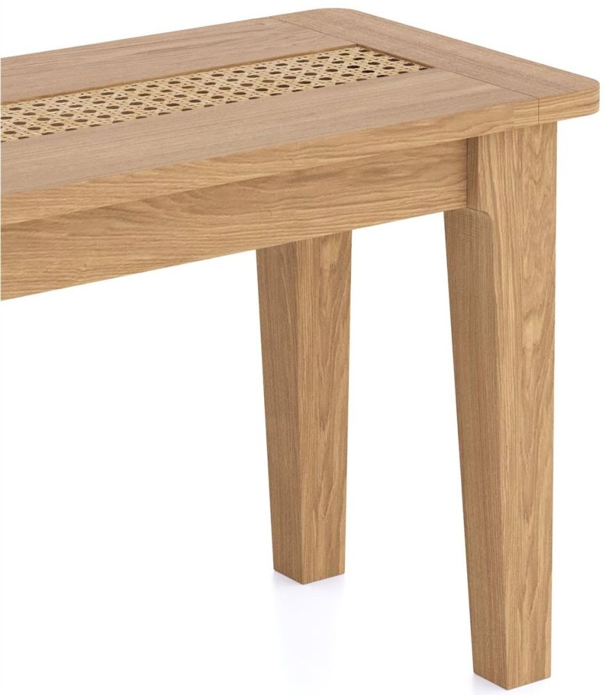 Product photograph of Henley Oak And Rattan Dining Bench from Choice Furniture Superstore.