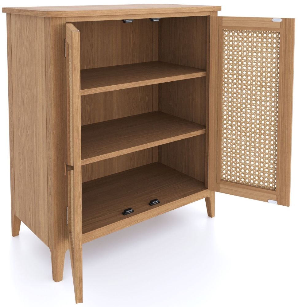 Product photograph of Henley Oak And Rattan Hall Cabinet - 2 Doors from Choice Furniture Superstore.