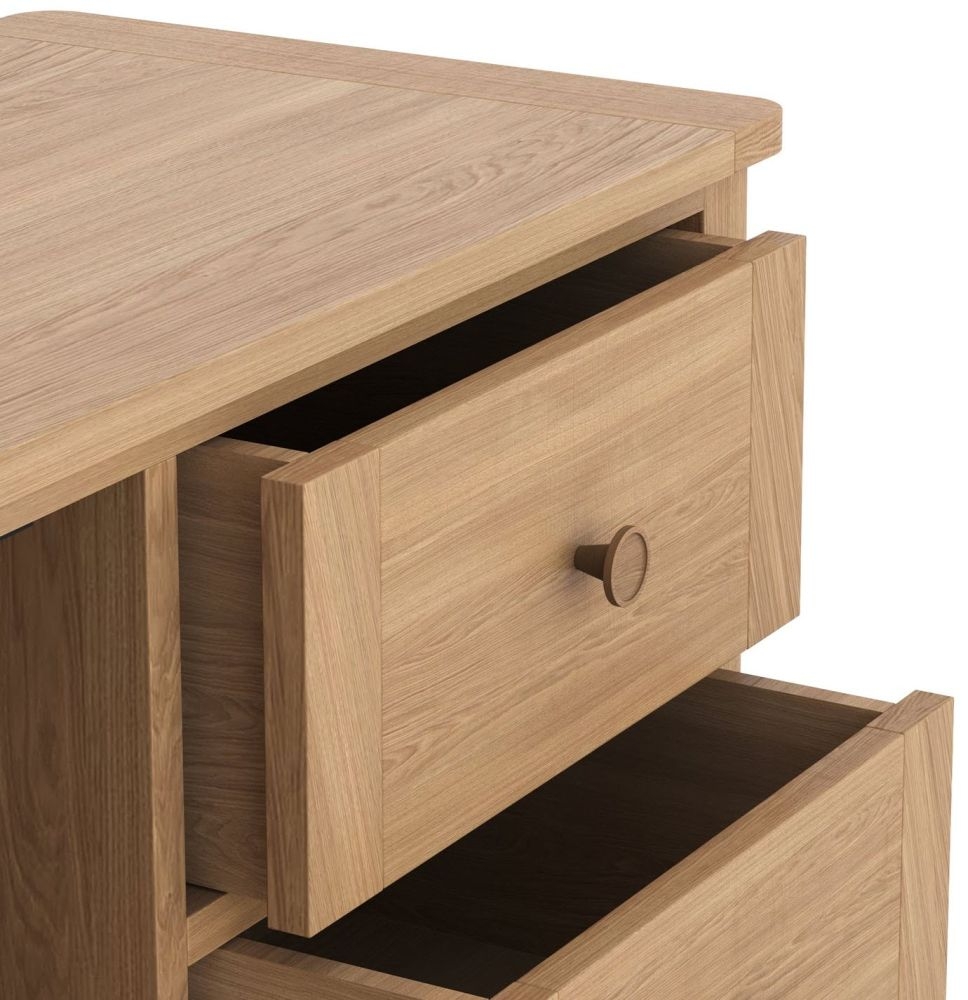 Product photograph of Henley Oak And Rattan Small Sideboard 92cm W With 1 Door And 3 Drawers from Choice Furniture Superstore.