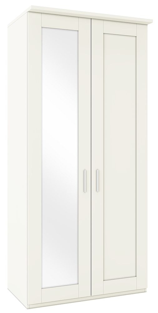 Product photograph of Cambridge White 2 Door Wardrobe With 1 Left Mirror Front - W 100cm from Choice Furniture Superstore.