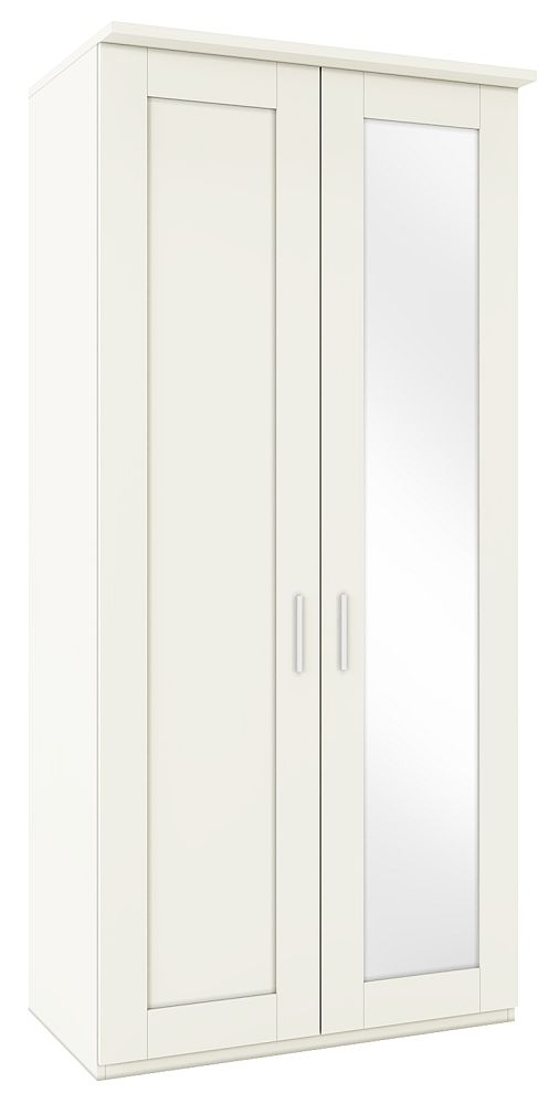 Product photograph of Cambridge White 2 Door Wardrobe With 1 Right Mirror Front - W 100cm from Choice Furniture Superstore.