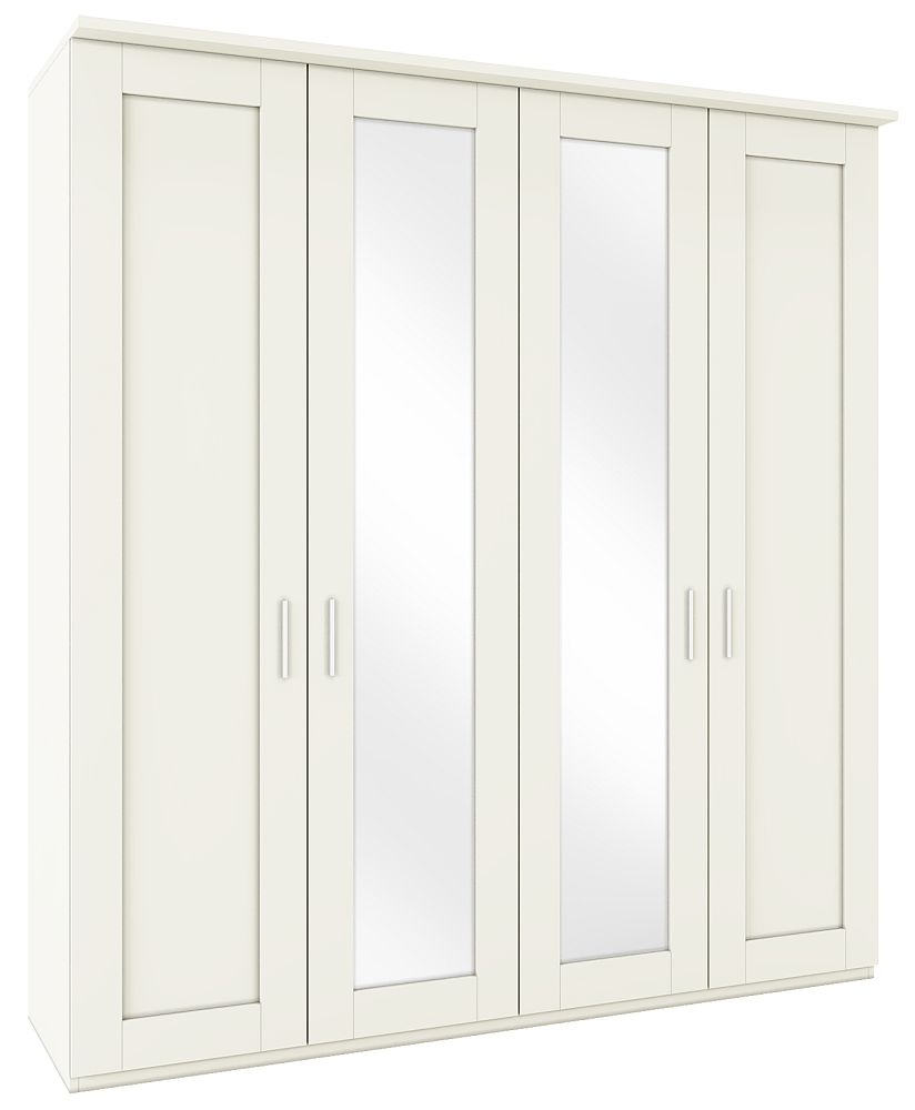 Product photograph of Wiemann Cambridge White 4 Door Wardrobe With 2 Mirror Front - W 200cm from Choice Furniture Superstore.