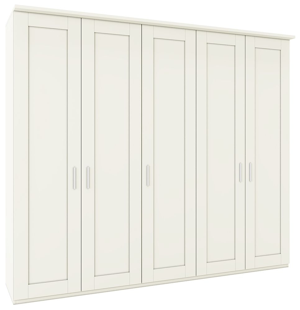 Product photograph of Wiemann Cambridge 250cm White 5 Door Wardrobe from Choice Furniture Superstore.