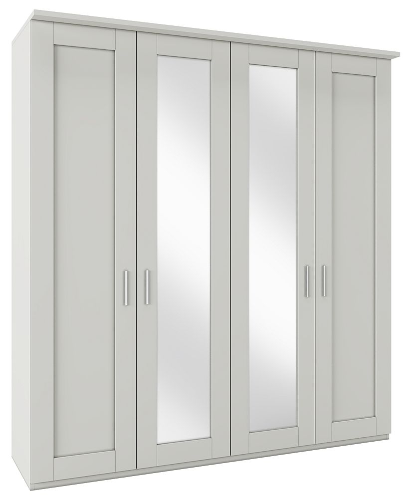 Product photograph of Cambridge Champagne 4 Door Wardrobe With 2 Mirror Front - W 200cm from Choice Furniture Superstore.