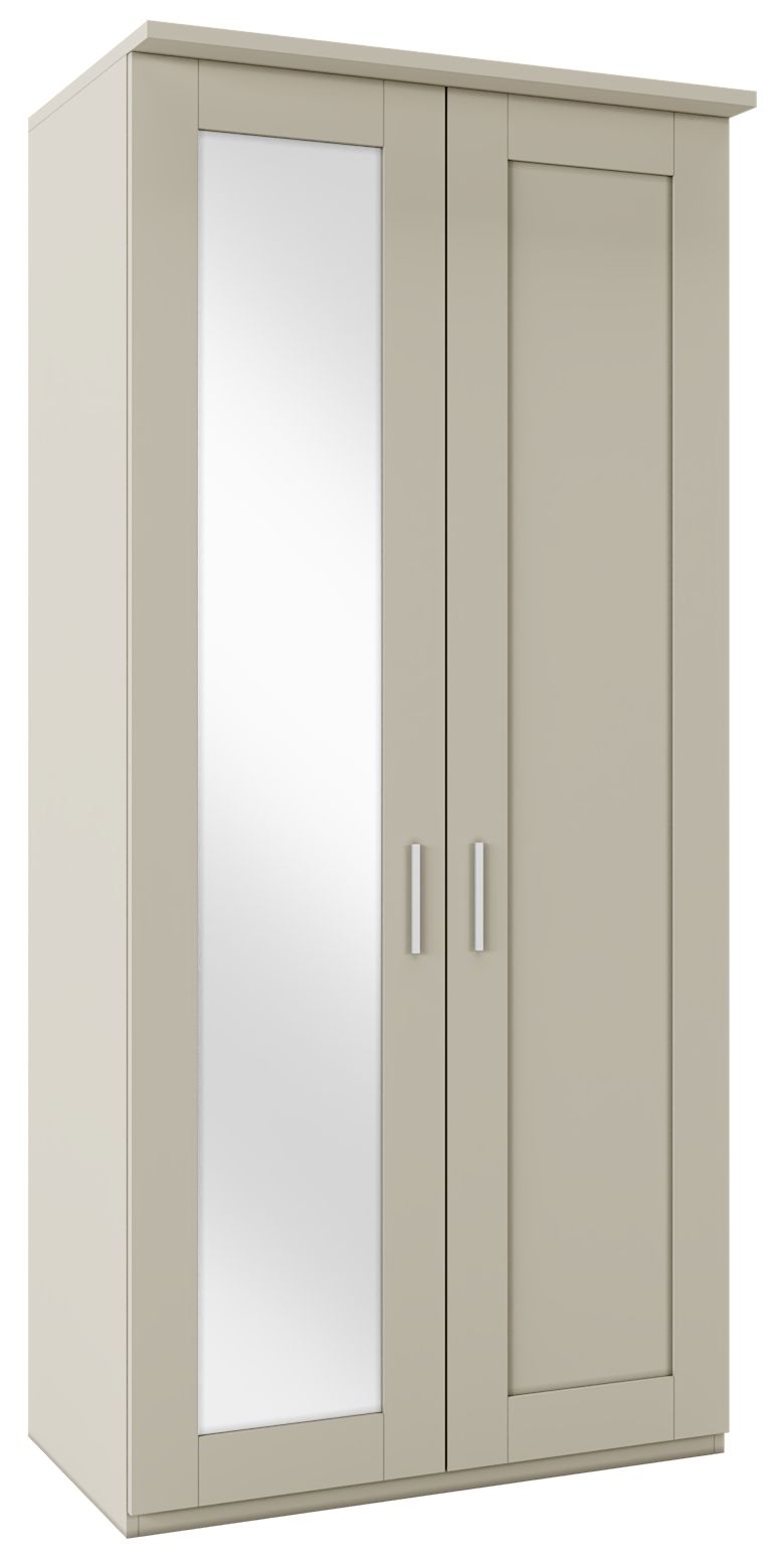 Product photograph of Wiemann Cambridge Grey 2 Door Wardrobe With 1 Lh Mirror - W 100cm from Choice Furniture Superstore.