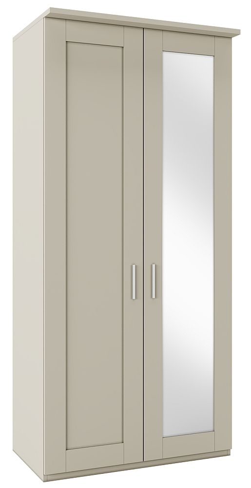 Product photograph of Wiemann Cambridge Grey 2 Door Wardrobe With 1 Rh Mirror - W 100cm from Choice Furniture Superstore.