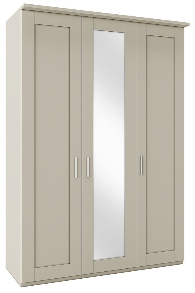 Product photograph of Cambridge Pebble Grey 3 Door Wardrobe With 1 Mirror Front - W 150cm from Choice Furniture Superstore.