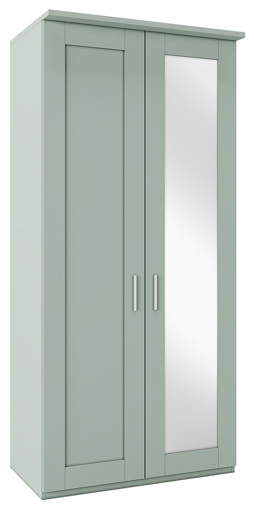 Product photograph of Wiemann Cambridge Green 2 Door Wardrobe With 1 Rh Mirror - W 100cm from Choice Furniture Superstore.