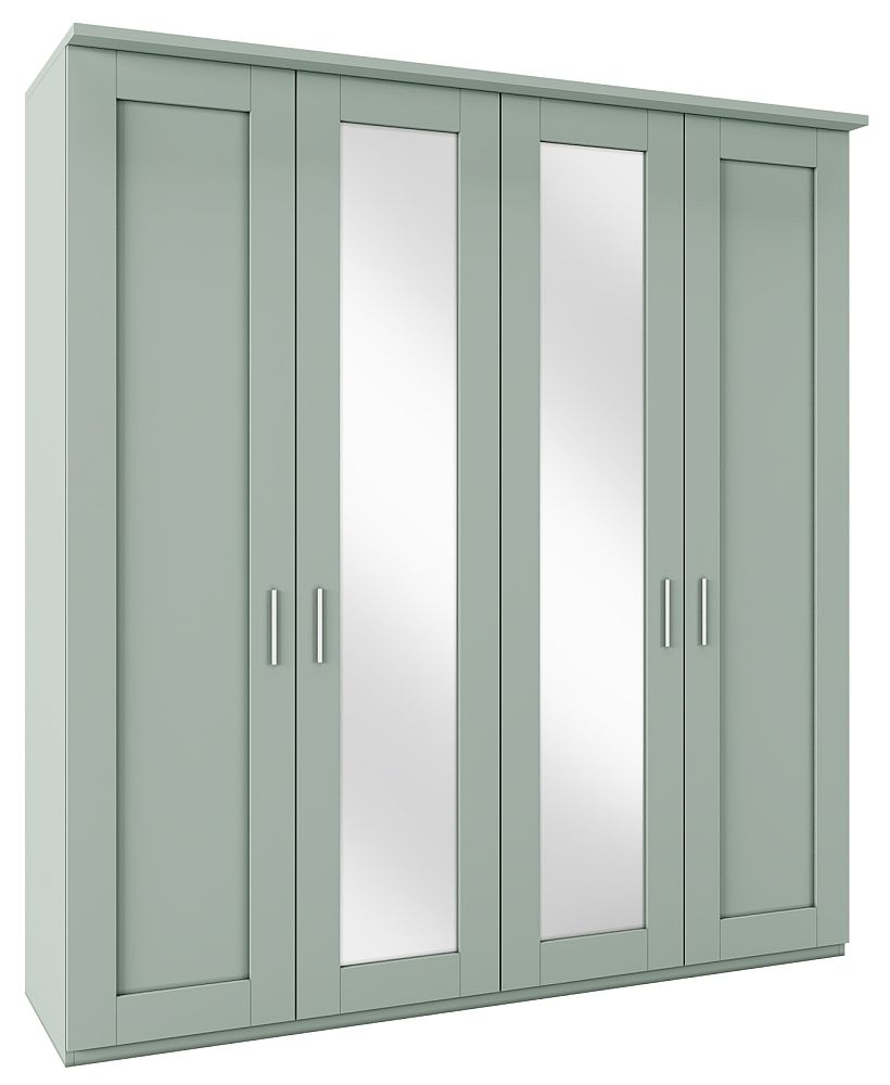 Product photograph of Wiemann Cambridge Green 4 Door Wardrobe With 2 Mirror Front - W 200cm from Choice Furniture Superstore.