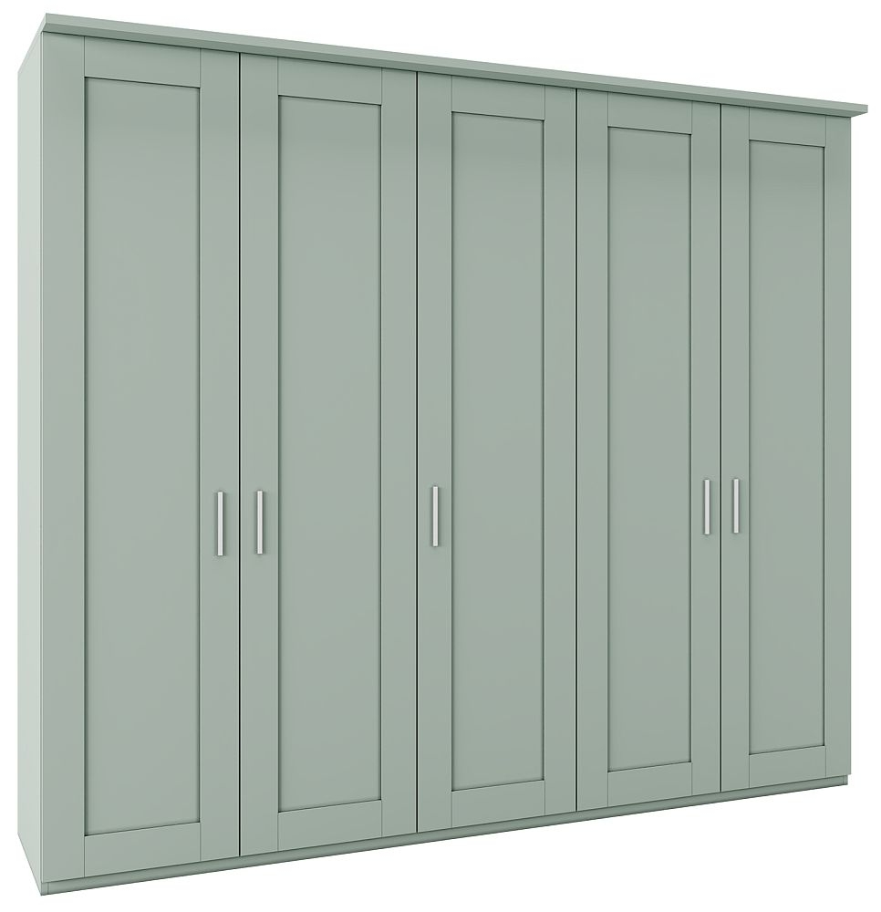 Product photograph of Wiemann Cambridge Green 5 Door Wardrobe - W 250cm from Choice Furniture Superstore.