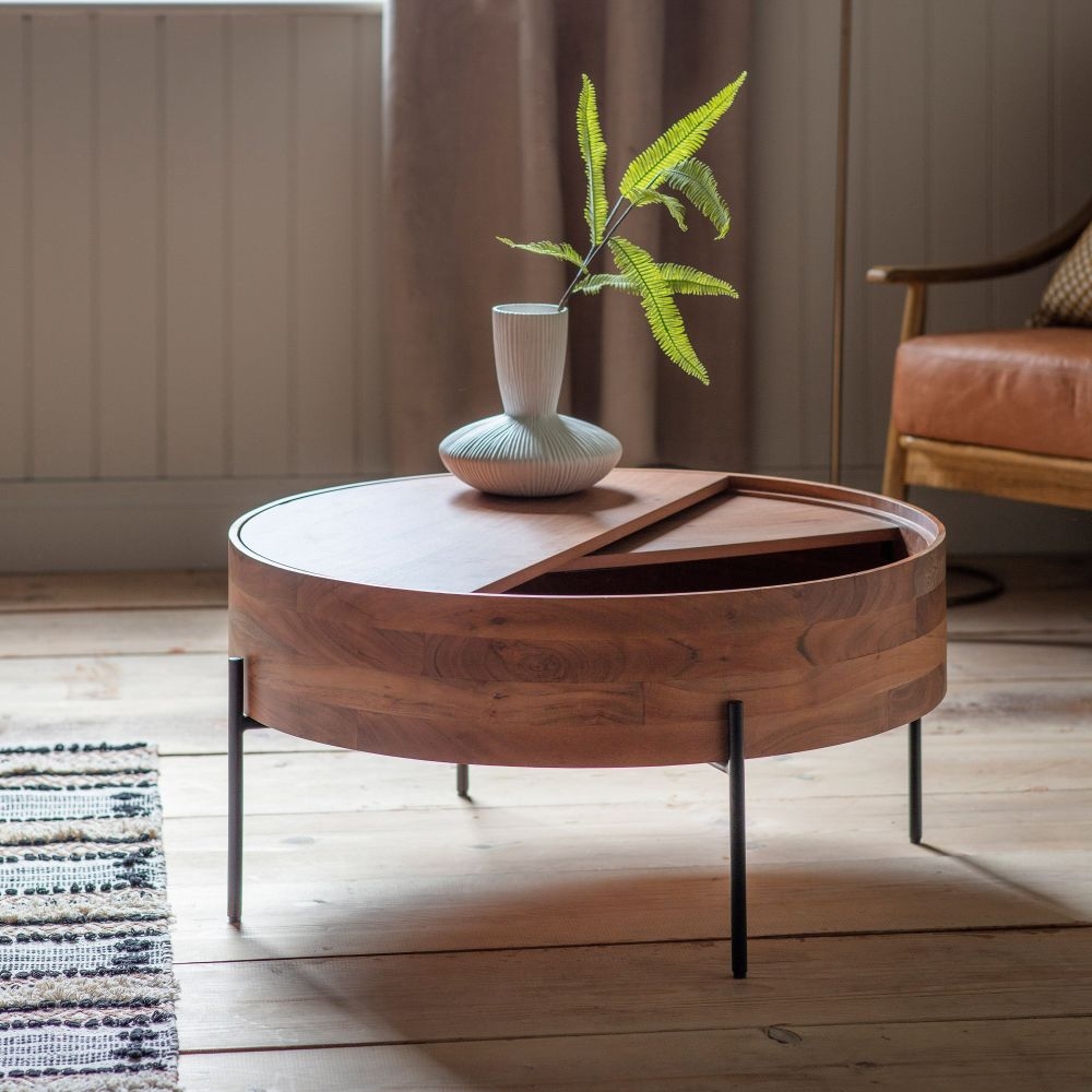 Product photograph of Risby Natural 1 Door Round Coffee Table from Choice Furniture Superstore.