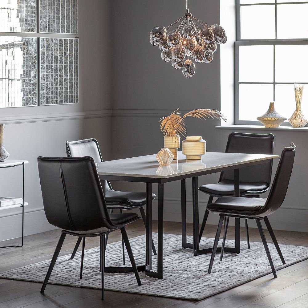 Product photograph of Angelique White Marble Top Dining Table With Metal Base - 4 Seater from Choice Furniture Superstore.