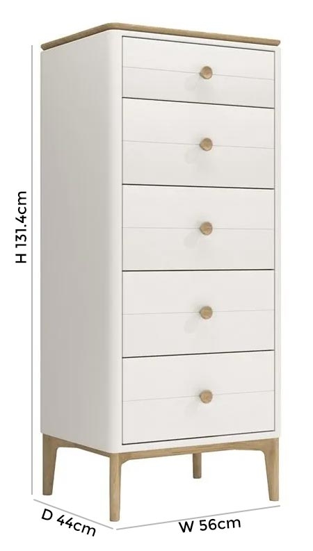 Product photograph of Vida Living Marlow Cashmere Oak 5 Drawer Tall Chest from Choice Furniture Superstore.