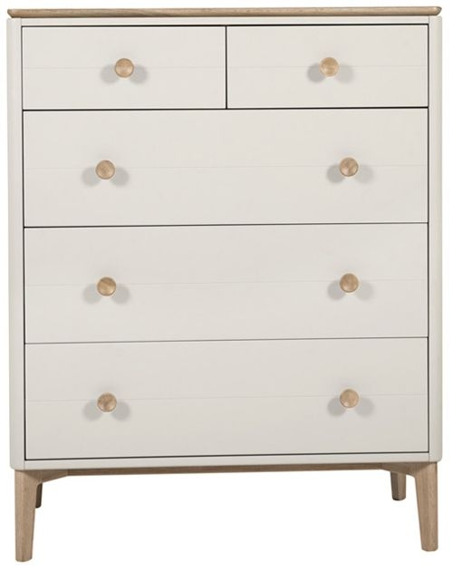 Product photograph of Vida Living Marlow Cashmere Oak 2 Over 3 Drawer Chest from Choice Furniture Superstore.
