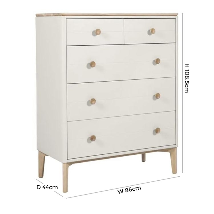 Product photograph of Vida Living Marlow Cashmere Oak 2 Over 3 Drawer Chest from Choice Furniture Superstore.