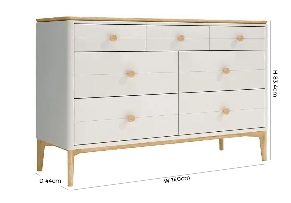 Product photograph of Vida Living Marlow Cashmere Oak 7 Drawer Dressing Chest from Choice Furniture Superstore.