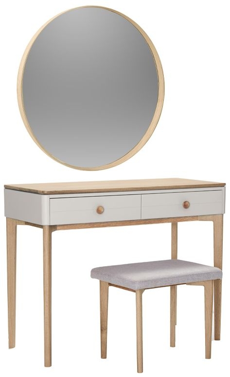 Product photograph of Vida Living Marlow Cashmere Oak Round Wall Mirror - 77cm X 77cm from Choice Furniture Superstore.
