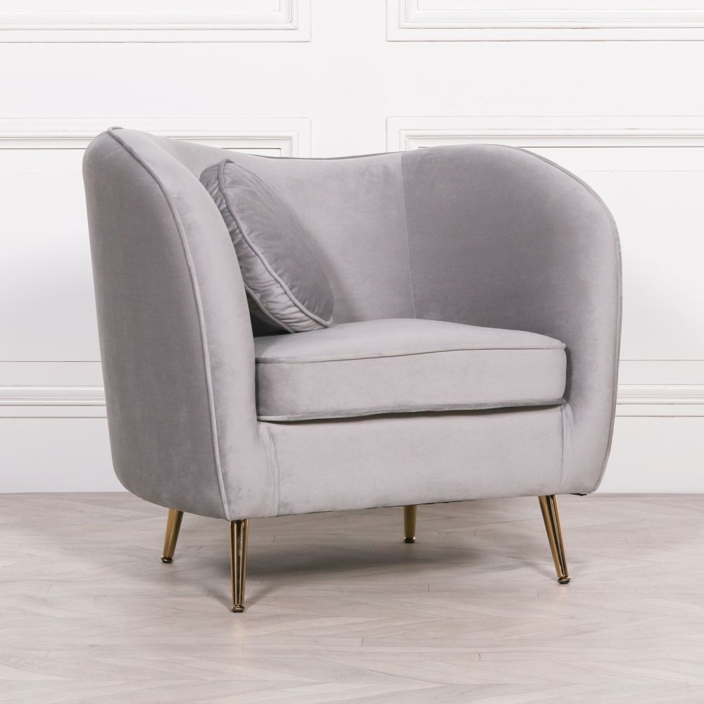 Product photograph of Velvet Armchair With Cushion from Choice Furniture Superstore.