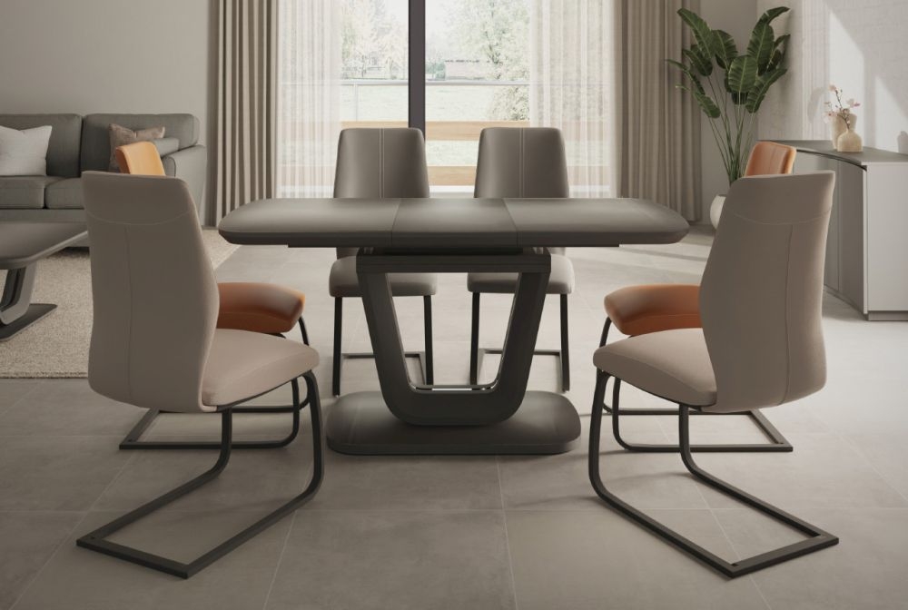 Product photograph of Vida Living Lazzaro 120cm-160cm Graphite Grey Matt Extending Dining Table from Choice Furniture Superstore.