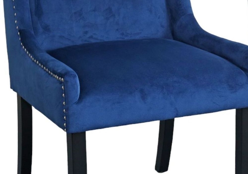 Product photograph of Kimi Square Knocker Back Blue Dining Chair Tufted Velvet Fabric Upholstered With Black Wooden Legs from Choice Furniture Superstore.
