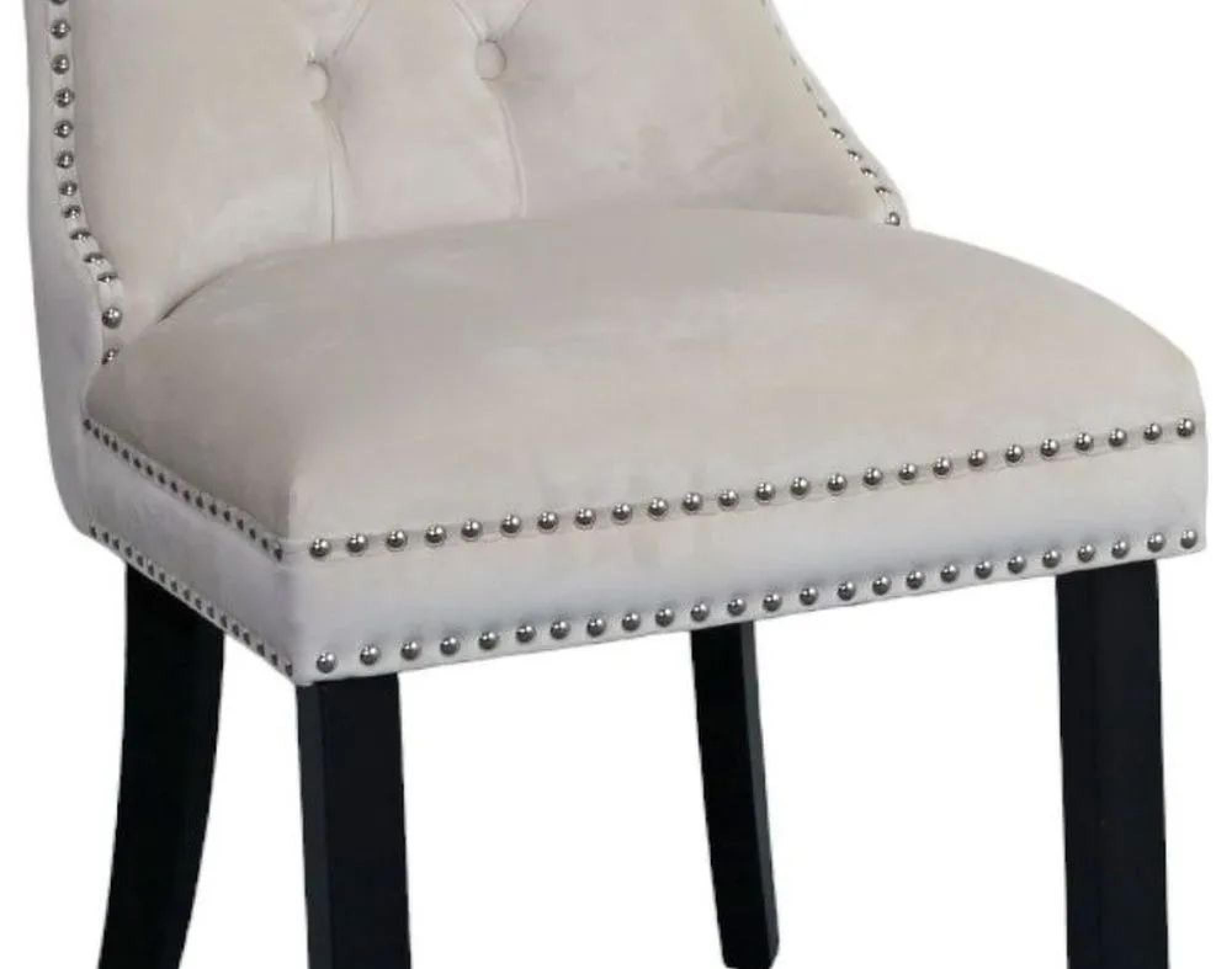 Product photograph of 2 X Rivington Knocker Back Champagne Velvet Fabric Dining Chair With Black Wooden Legs from Choice Furniture Superstore.