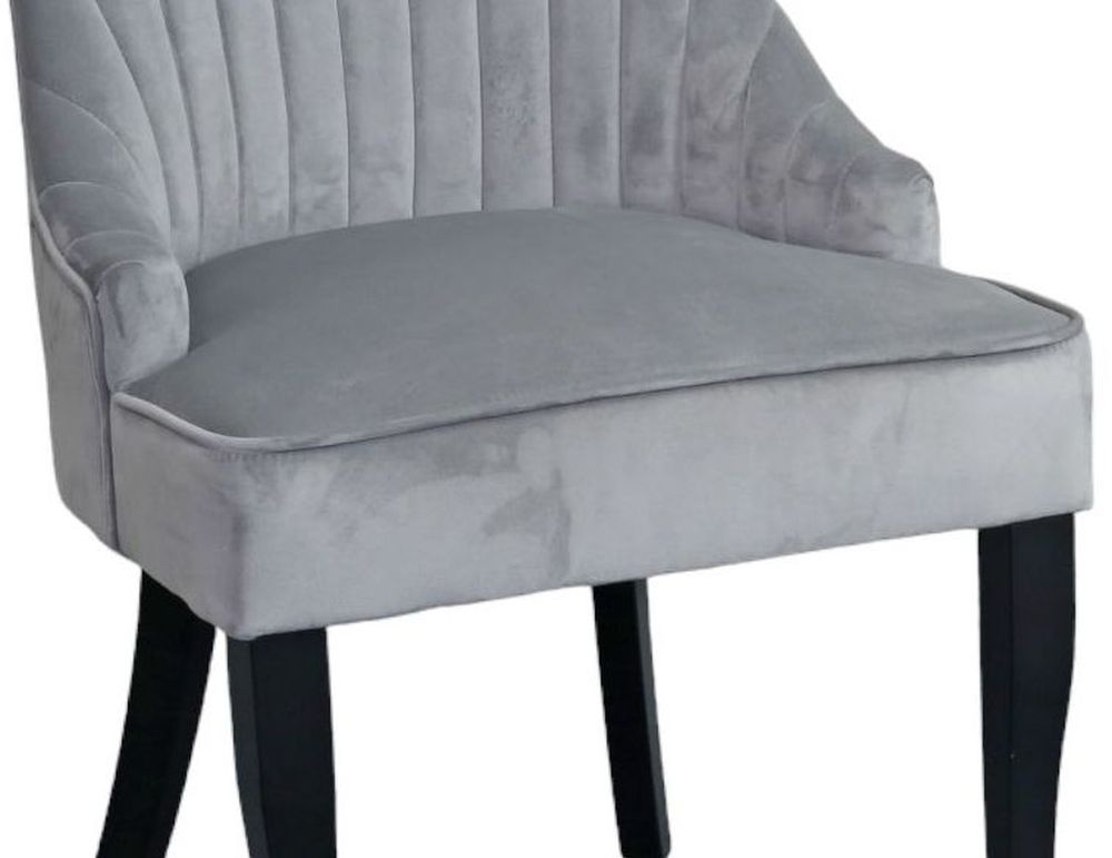 Product photograph of Sofie Light Grey Dining Chair Tufted Velvet Fabric Upholstered With Black Wooden Legs from Choice Furniture Superstore.