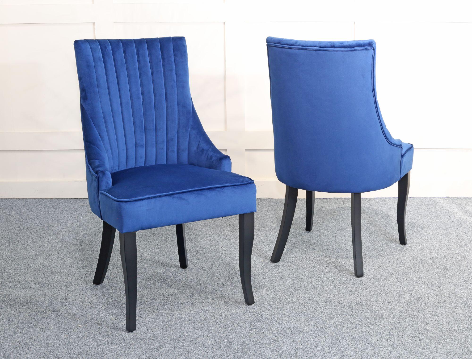 Product photograph of Sofie Blue Dining Chair Tufted Velvet Fabric Upholstered With Black Wooden Legs from Choice Furniture Superstore.