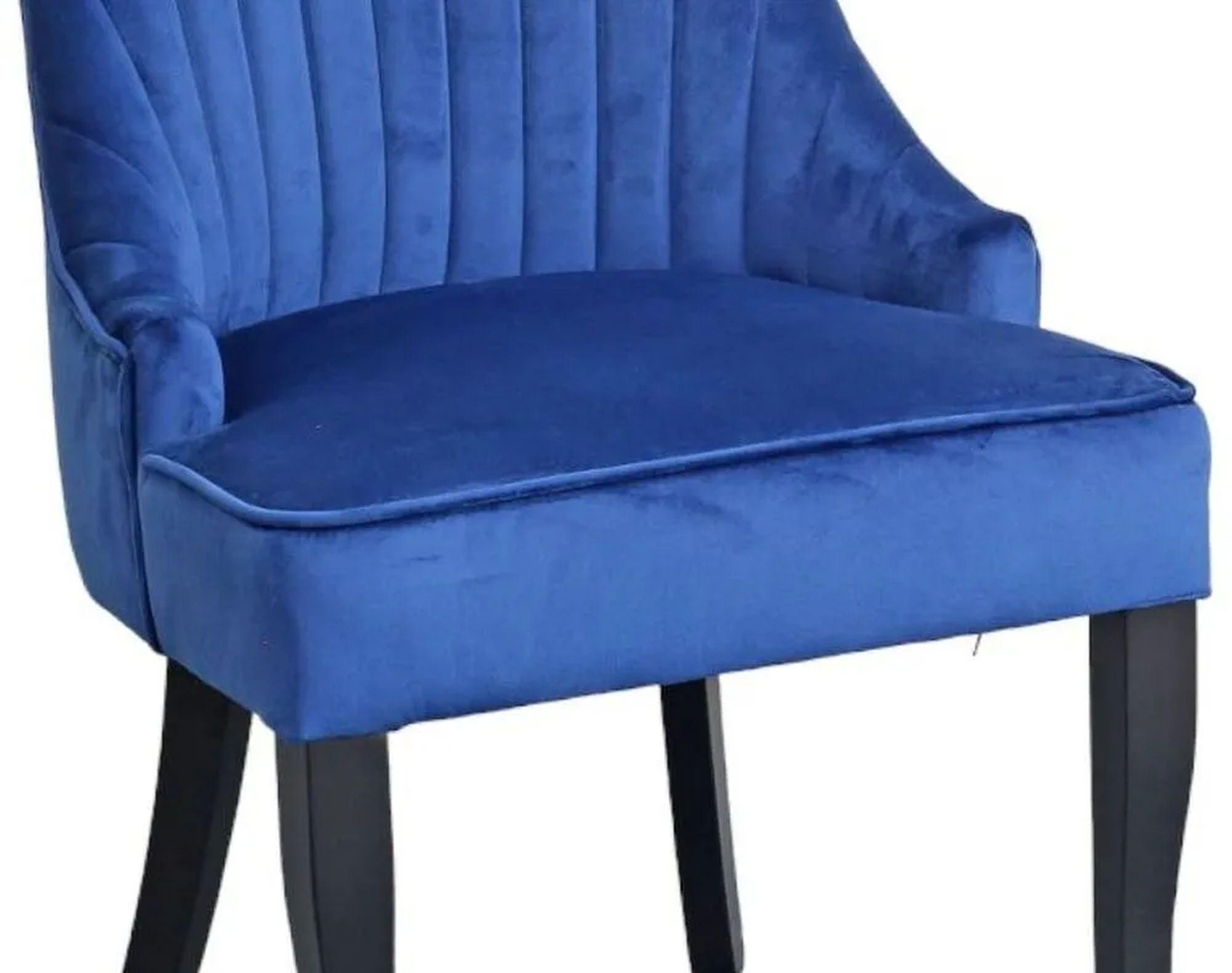 Product photograph of Sofie Blue Dining Chair Tufted Velvet Fabric Upholstered With Black Wooden Legs from Choice Furniture Superstore.