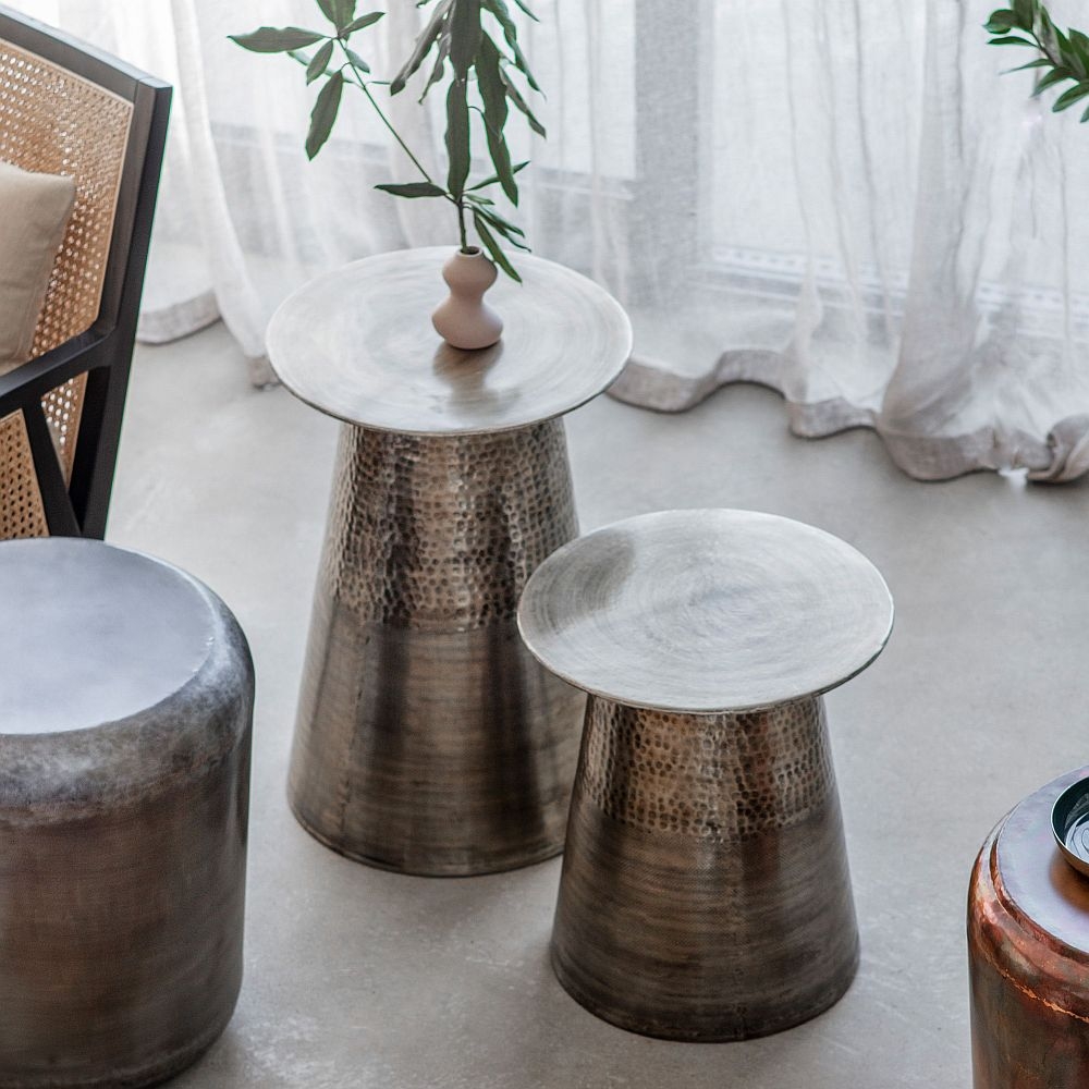 Product photograph of Marisol Antique Brass Round Side Table Set Of 2 from Choice Furniture Superstore.