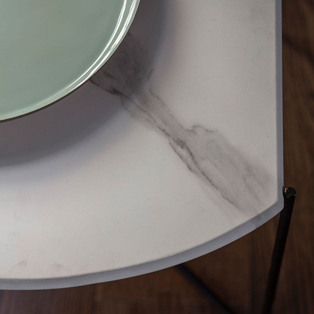 Product photograph of Elyse White Marble Effect Side Table from Choice Furniture Superstore.