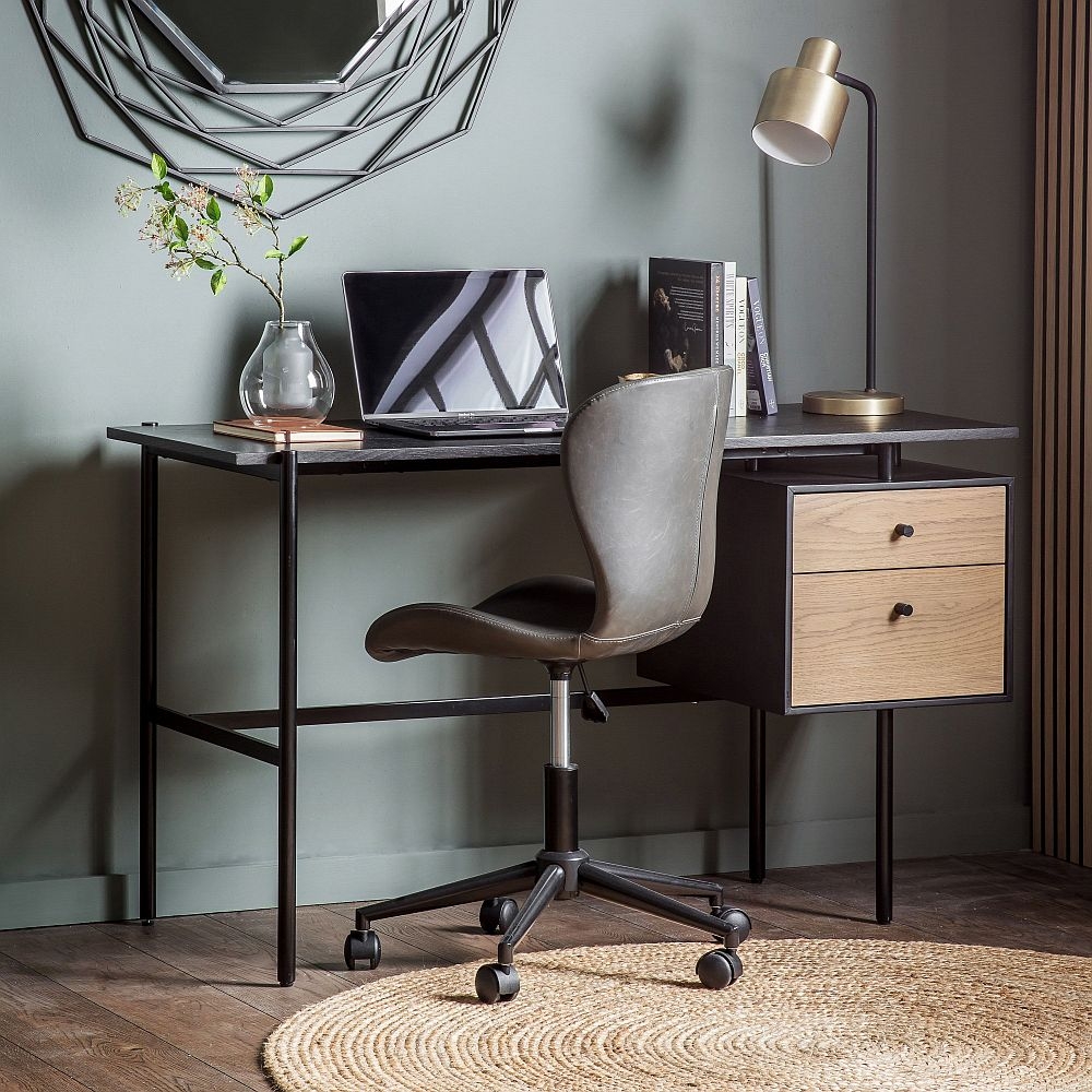 Product photograph of Carbury Natural And Black 2 Drawer Desk from Choice Furniture Superstore.