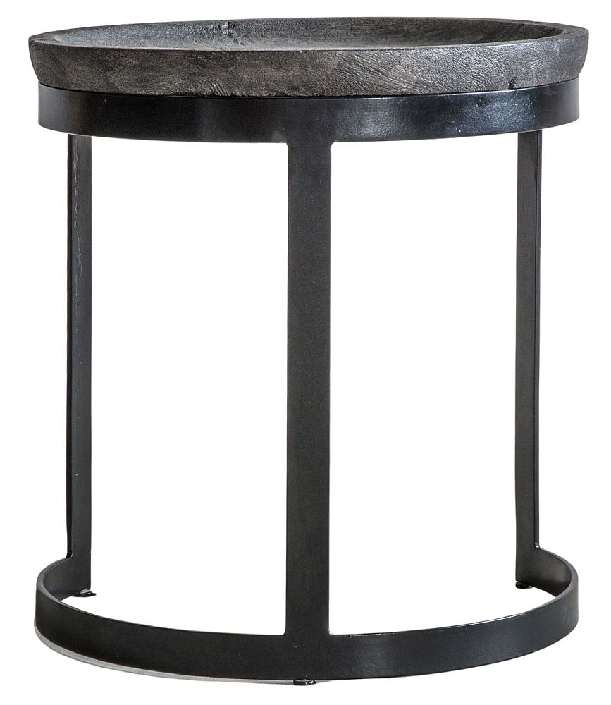 Product photograph of Tinsley Grey Wash And Black Round Nest Of 2 Tables from Choice Furniture Superstore.