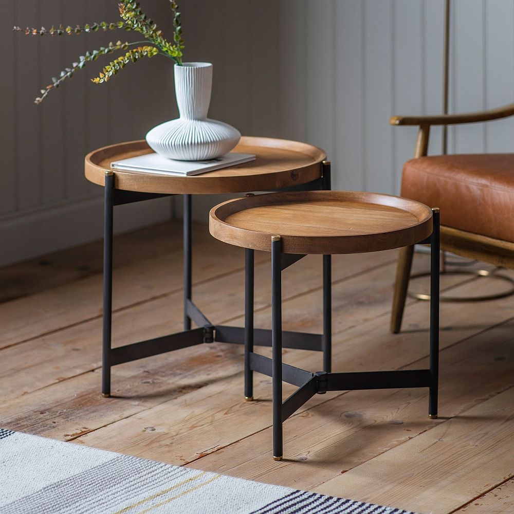 Product photograph of Dakota Natural Mango Wood And Black Metal Nest Of 2 Tables from Choice Furniture Superstore.