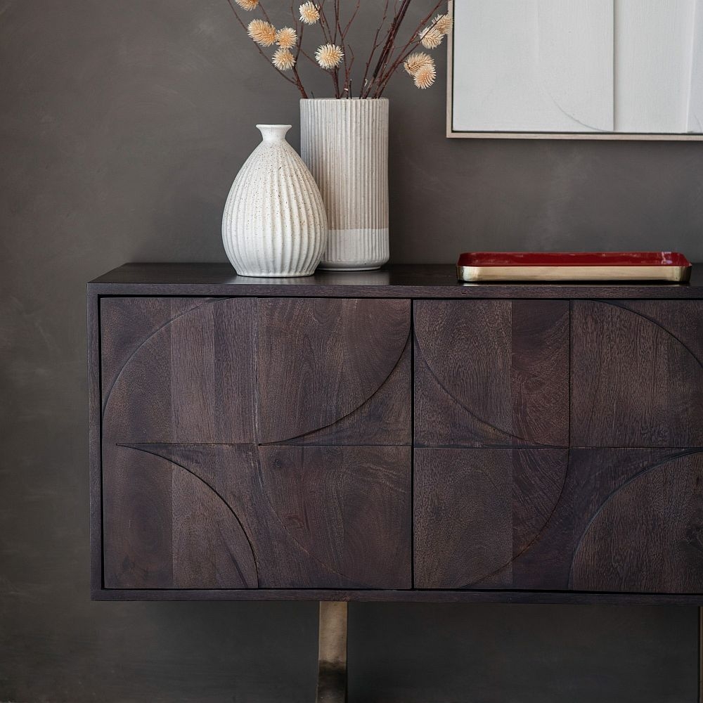 Product photograph of Sharma Brown Mango Wood 4 Door Large Sideboard from Choice Furniture Superstore.