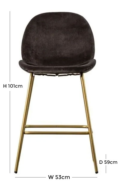 Product photograph of Flanagan Brown Velvet Fabric Barstool With Gold Legs Sold In Pairs from Choice Furniture Superstore.