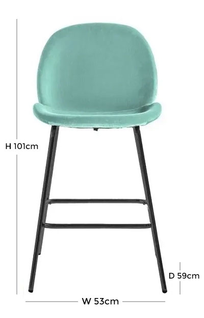 Product photograph of Flanagan Mint Velvet Fabric Barstool With Black Legs Sold In Pairs from Choice Furniture Superstore.