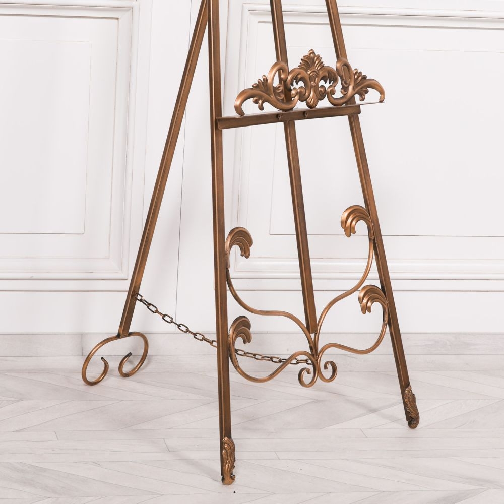 Product photograph of French Style Antiqued Gold Metal Easel from Choice Furniture Superstore.